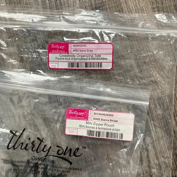 New Thirty One Sierra Stripes Crossbody Organizing Tote and Mini Zipper Pouch - Picture 2 of 2